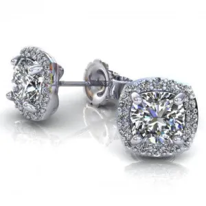 0.35-2.10 CT Round & Cushion Cut Diamonds - Stud Earrings