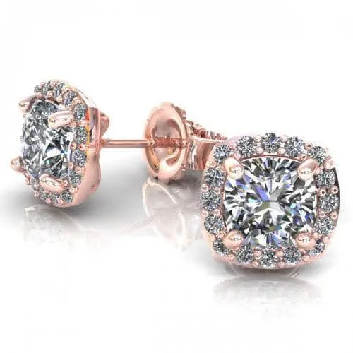 0.35-2.10 CT Round & Cushion Cut Diamonds - Stud Earrings