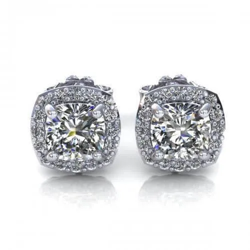 0.35-2.10 CT Round & Cushion Cut Diamonds - Stud Earrings