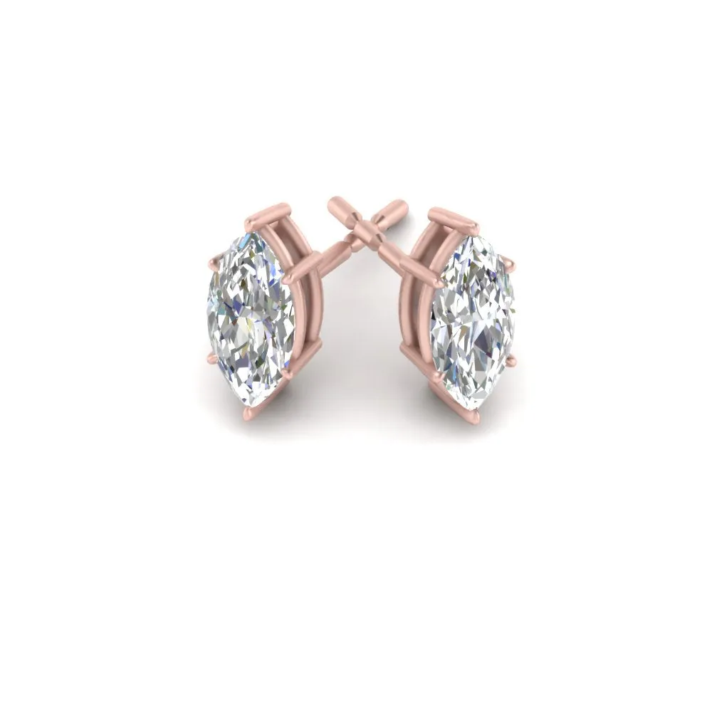 0.50 To 5 Carat Marquise Lab Created Diamond Stud Earring 14K Gold