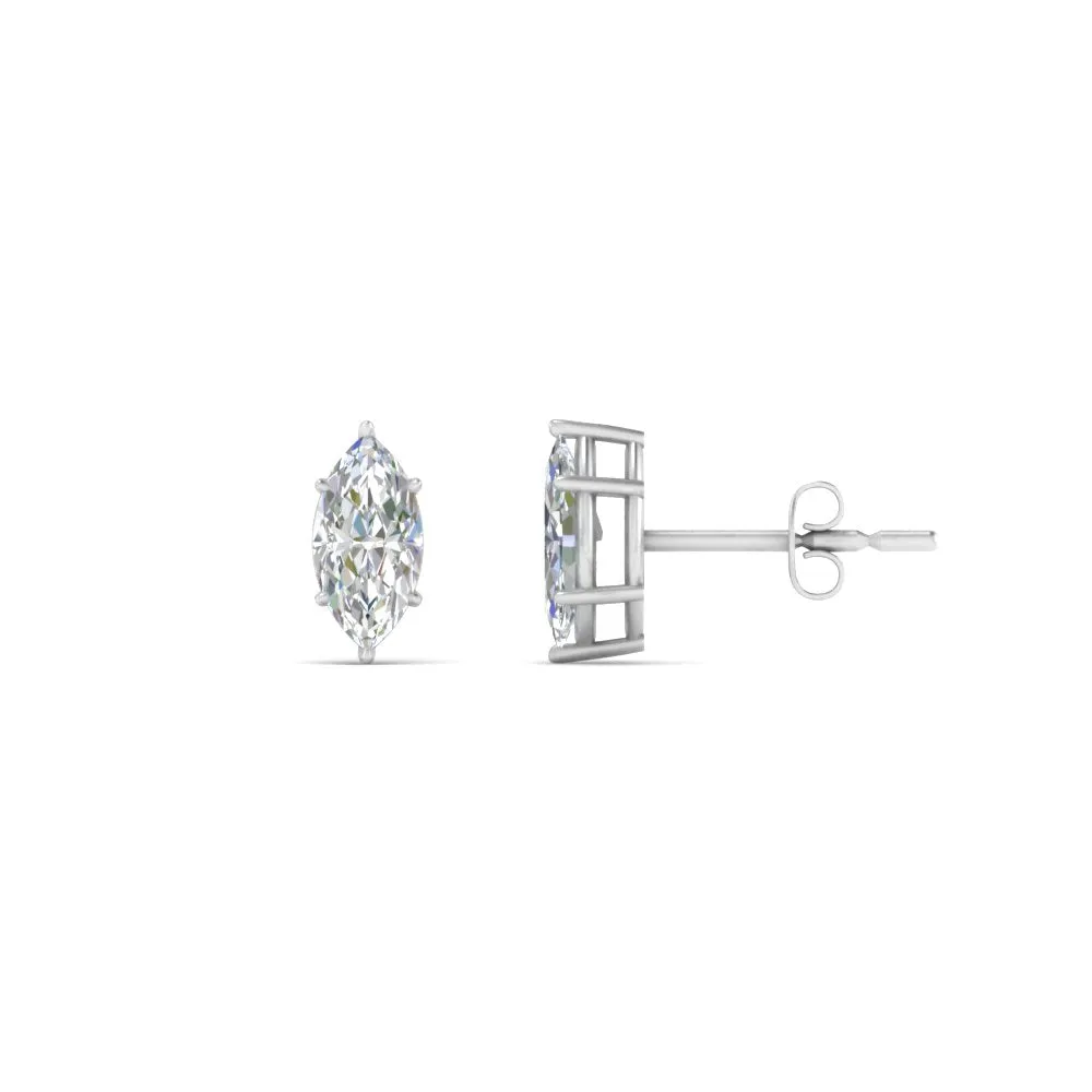 0.50 To 5 Carat Marquise Lab Created Diamond Stud Earring 14K Gold