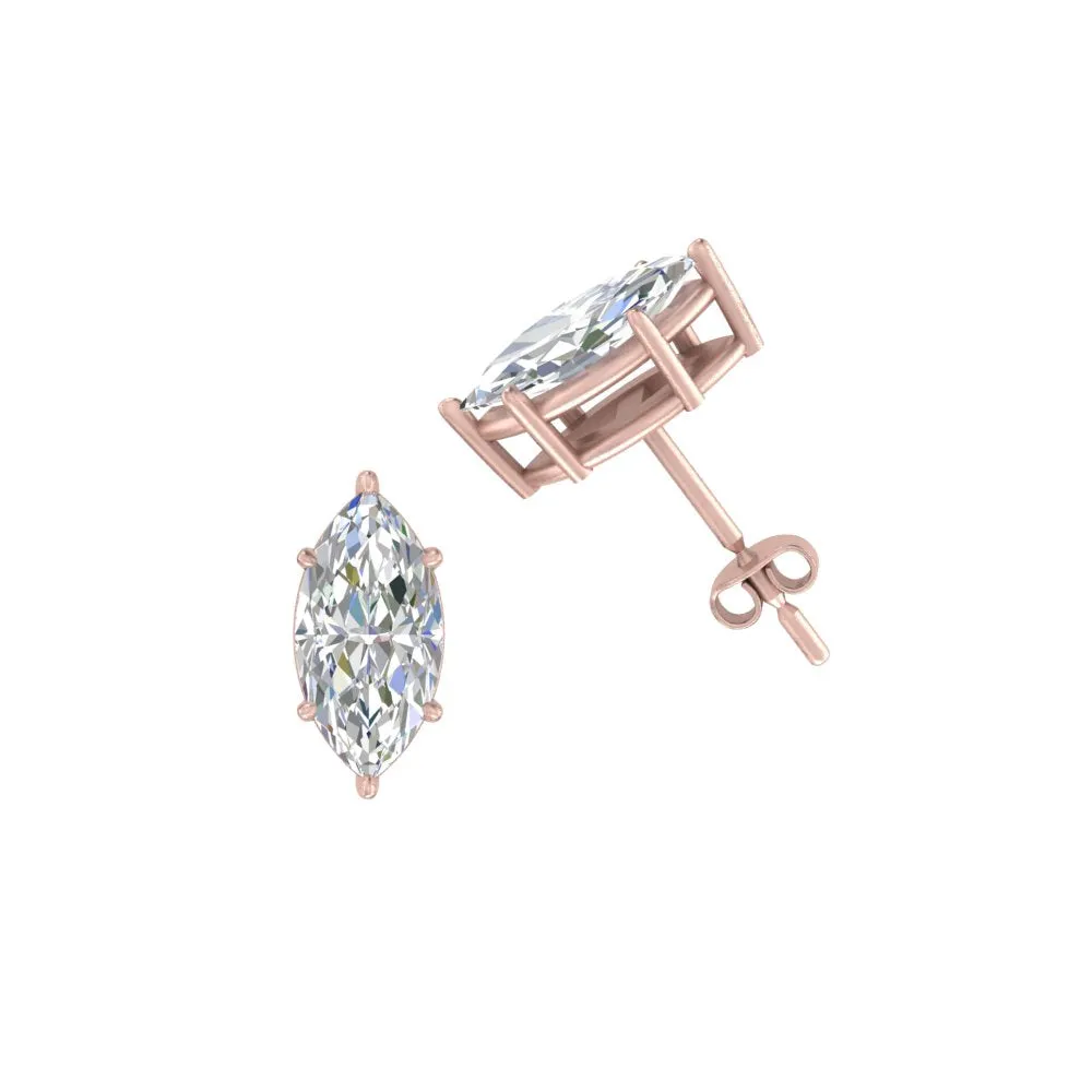 0.50 To 5 Carat Marquise Lab Created Diamond Stud Earring 14K Gold