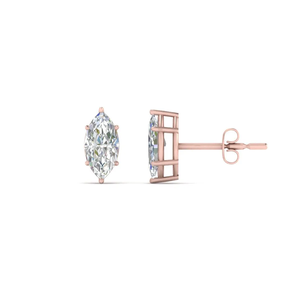 0.50 To 5 Carat Marquise Lab Created Diamond Stud Earring 14K Gold