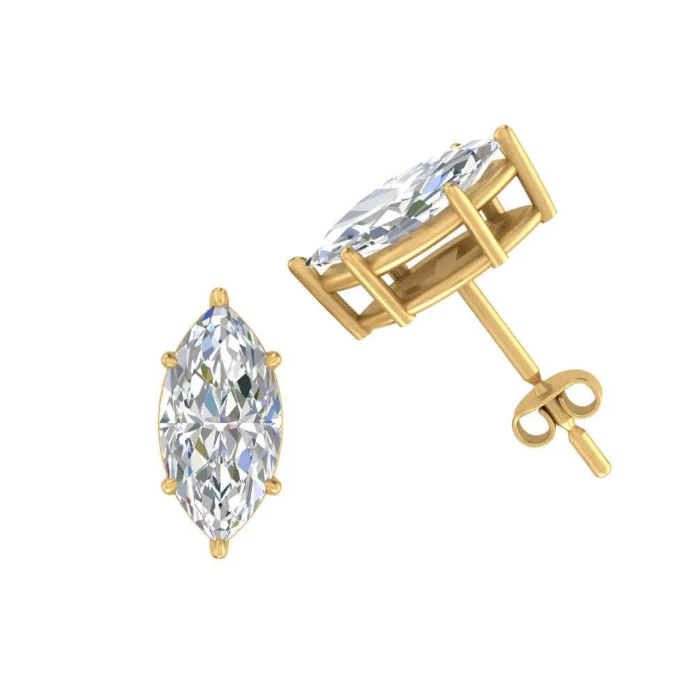 0.50 To 5 Carat Marquise Lab Created Diamond Stud Earring 14K Gold