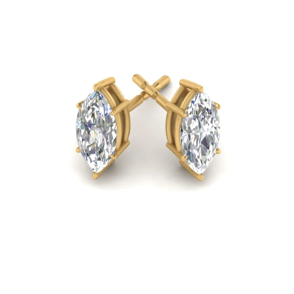 0.50 To 5 Carat Marquise Lab Created Diamond Stud Earring 14K Gold