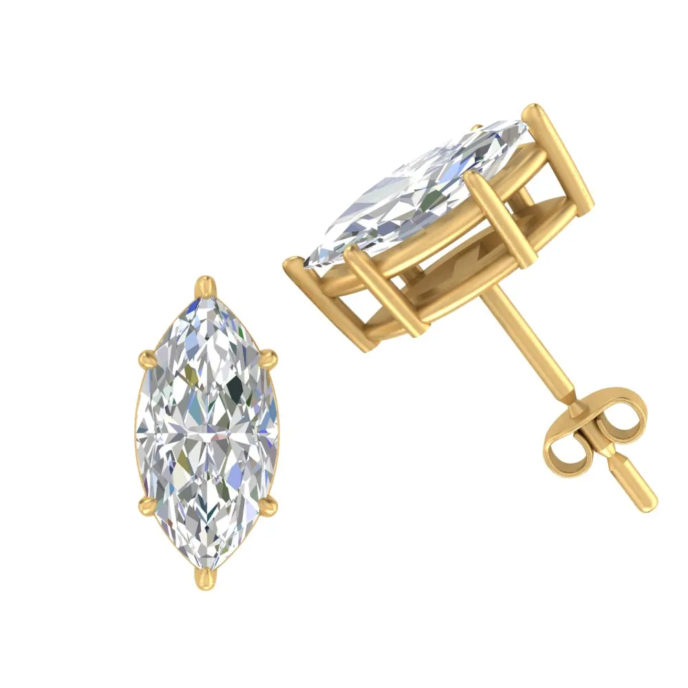 0.50 To 5 Carat Marquise Lab Created Diamond Stud Earring 14K Gold