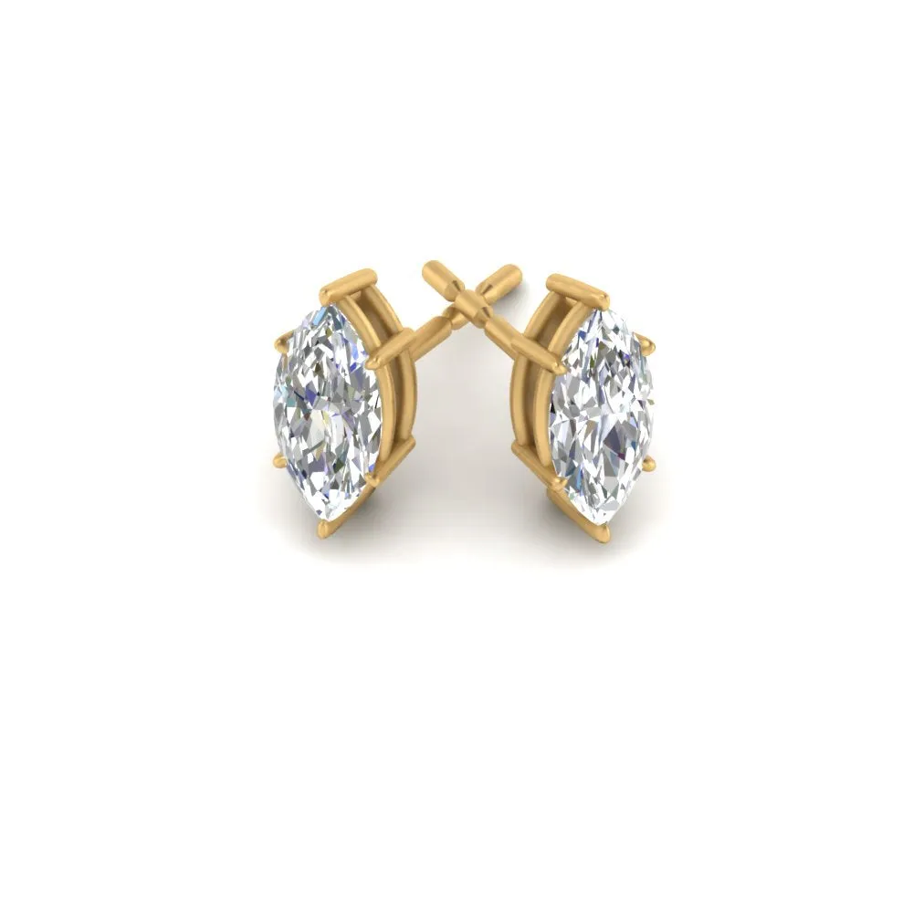 0.50 To 5 Carat Marquise Lab Created Diamond Stud Earring 14K Gold