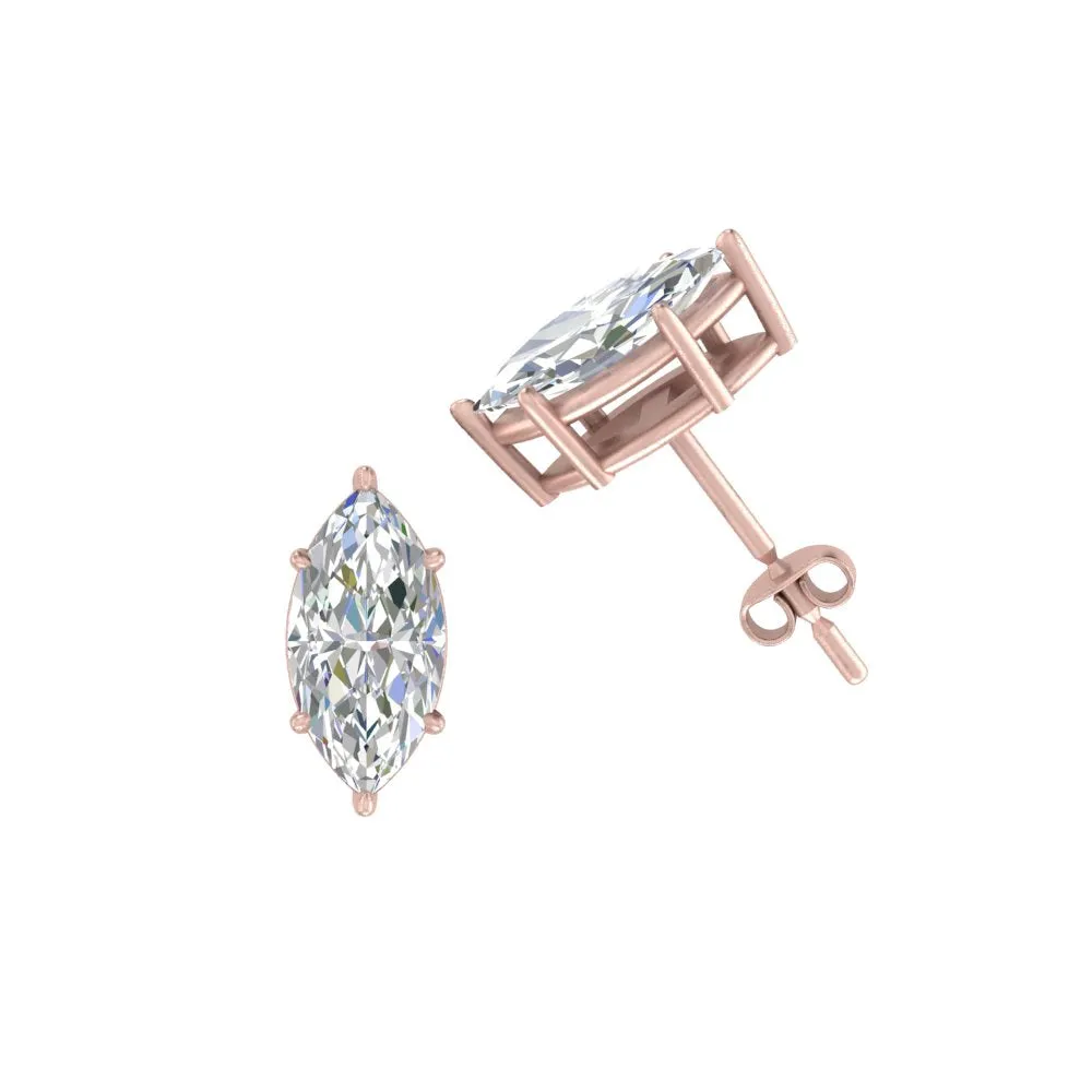 0.50 To 5 Carat Marquise Lab Created Diamond Stud Earring 14K Gold