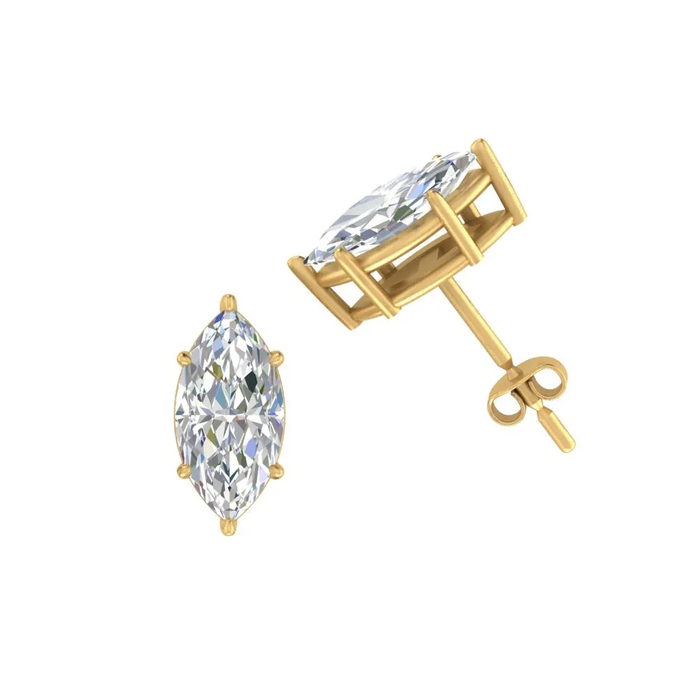 0.50 To 5 Carat Marquise Lab Created Diamond Stud Earring 14K Gold