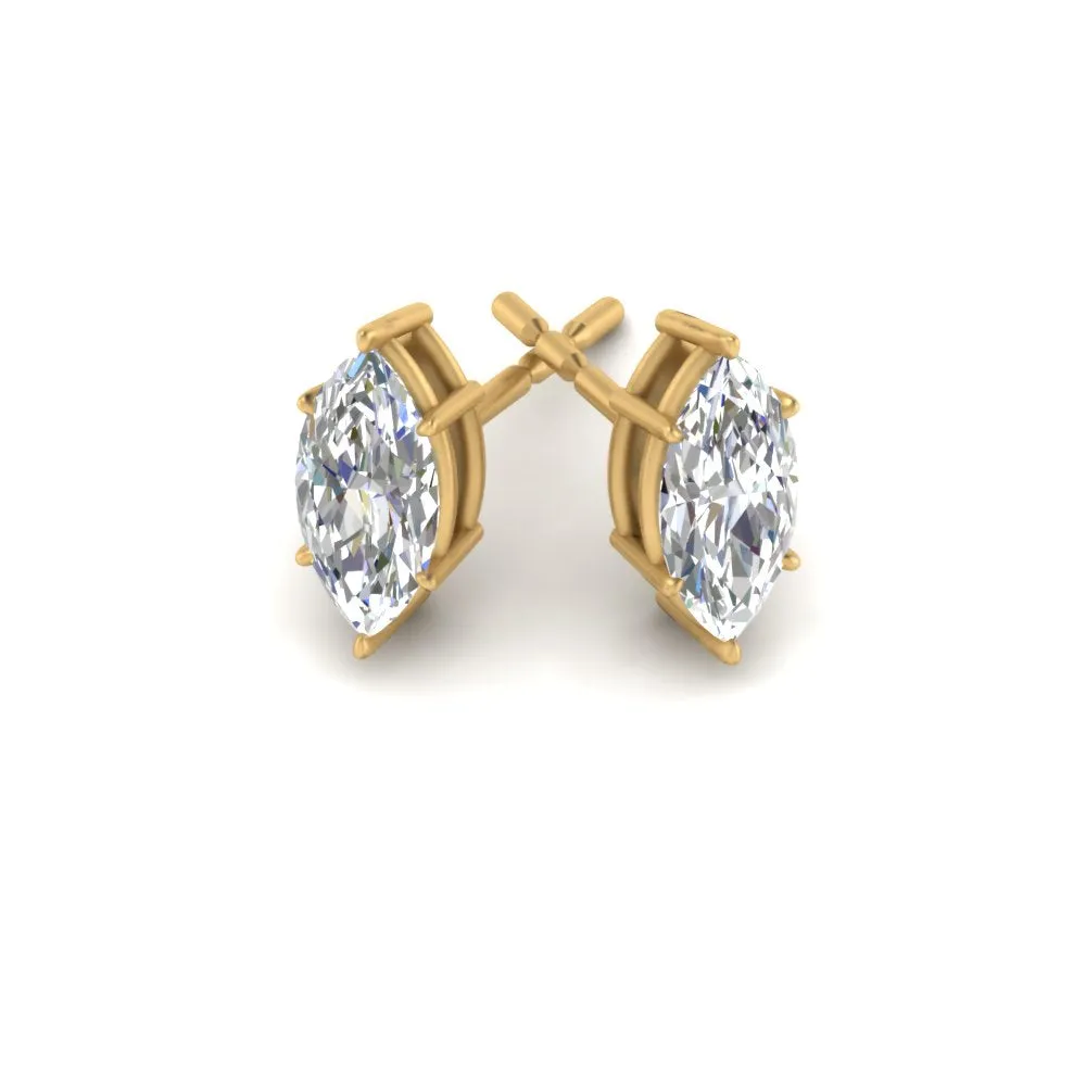 0.50 To 5 Carat Marquise Lab Created Diamond Stud Earring 14K Gold