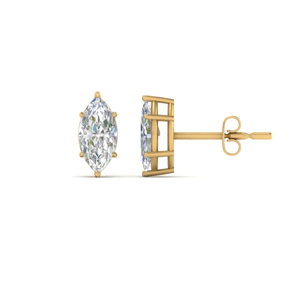 0.50 To 5 Carat Marquise Lab Created Diamond Stud Earring 14K Gold