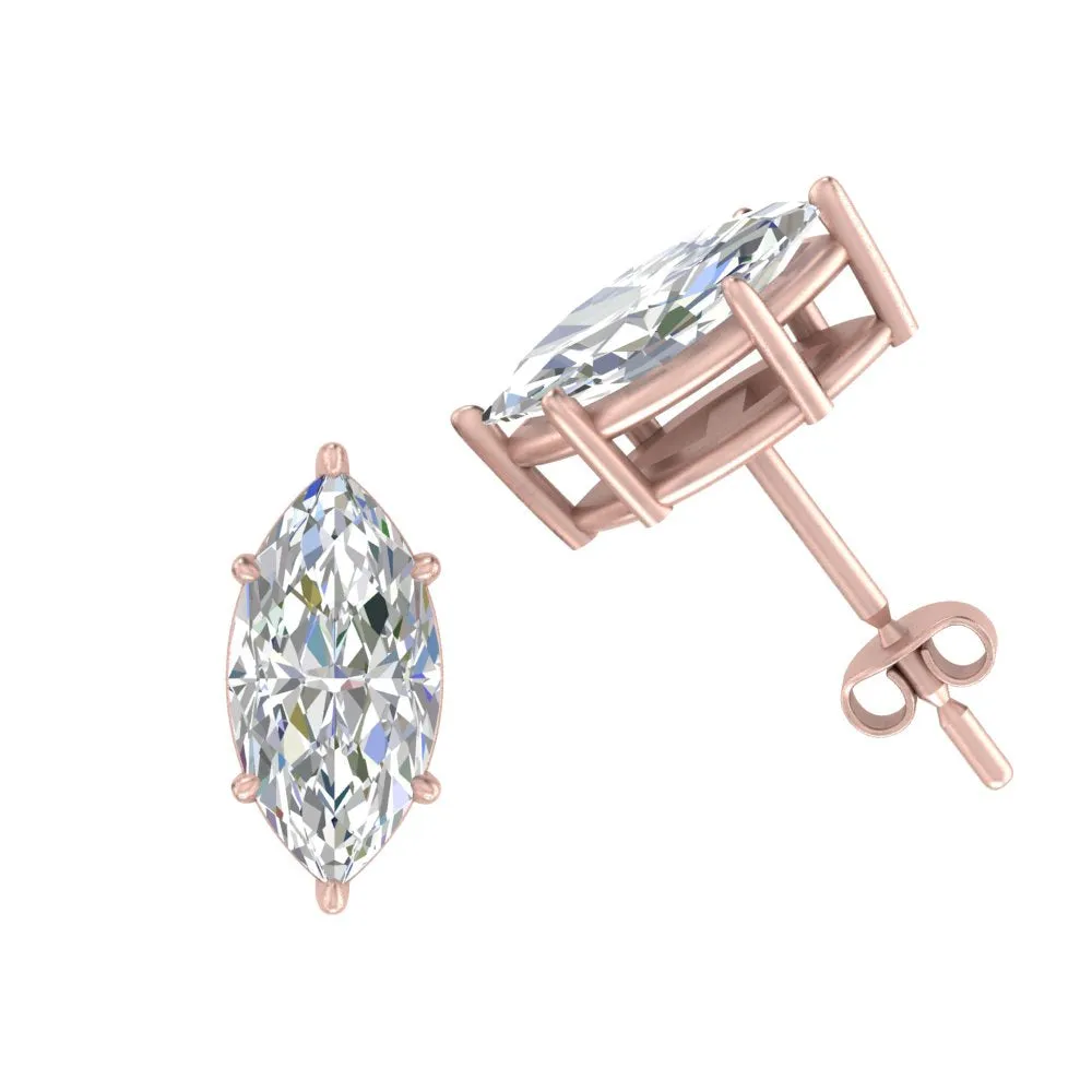 0.50 To 5 Carat Marquise Lab Created Diamond Stud Earring 14K Gold