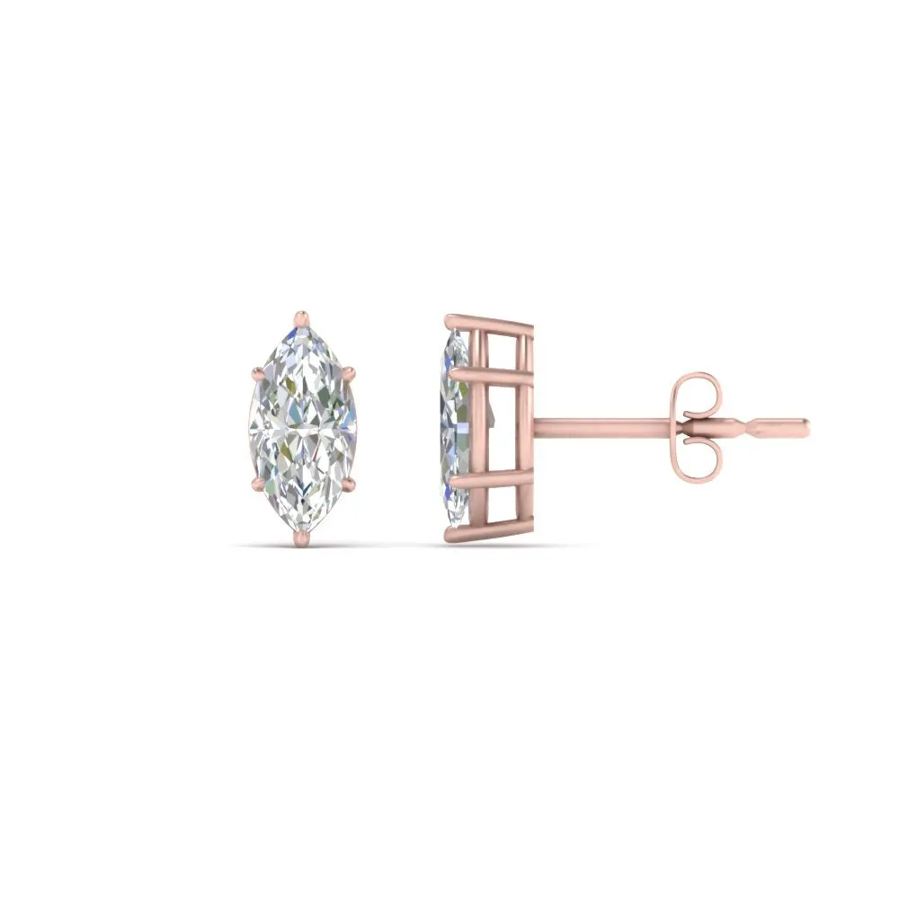 0.50 To 5 Carat Marquise Lab Created Diamond Stud Earring 14K Gold