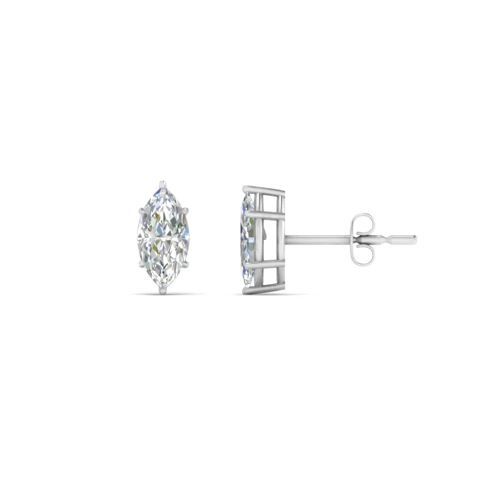 0.50 To 5 Carat Marquise Lab Created Diamond Stud Earring 14K Gold