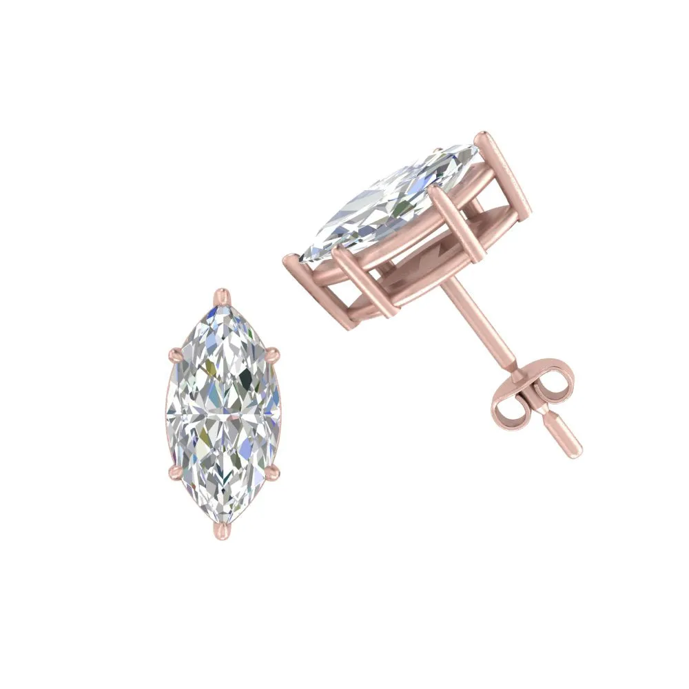 0.50 To 5 Carat Marquise Lab Created Diamond Stud Earring 14K Gold