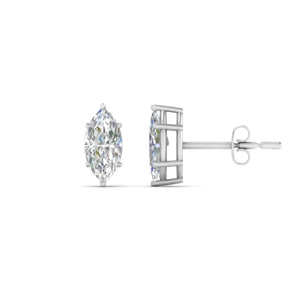 0.50 To 5 Carat Marquise Lab Created Diamond Stud Earring 14K Gold