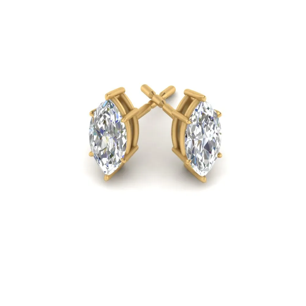 0.50 To 5 Carat Marquise Lab Created Diamond Stud Earring 14K Gold