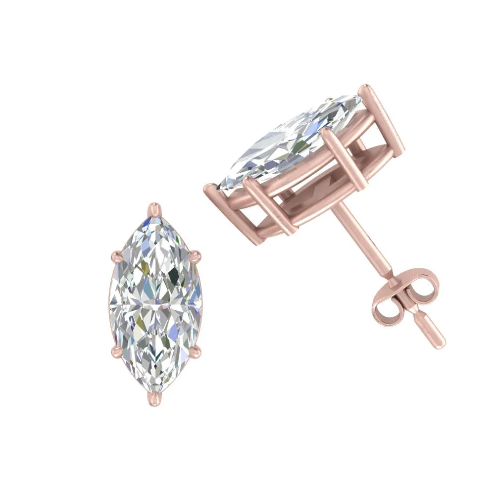 0.50 To 5 Carat Marquise Lab Created Diamond Stud Earring 14K Gold