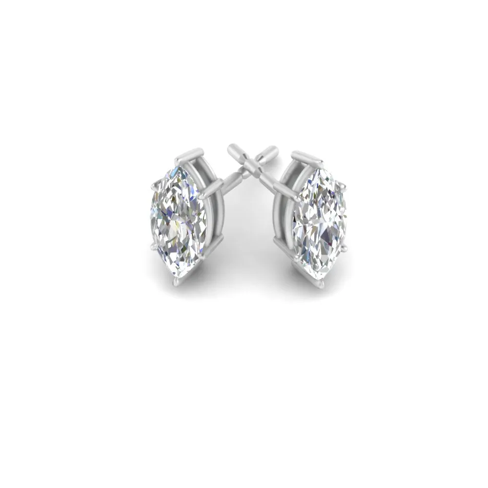 0.50 To 5 Carat Marquise Lab Created Diamond Stud Earring 14K Gold