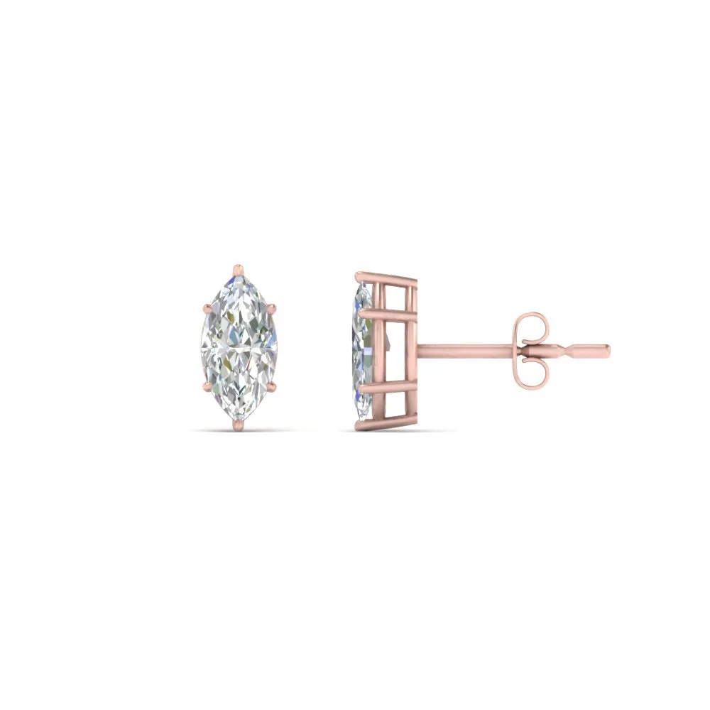 0.50 To 5 Carat Marquise Lab Created Diamond Stud Earring 14K Gold