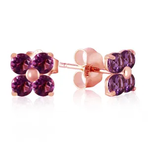 1.15 Carat 14K Solid Rose Gold Diana Amethyst Stud Earrings