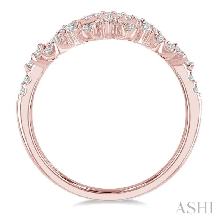 1/3 ctw Alternating Marquise and Circular Mount Round Cut Diamond Curved Band in 14K Rose Gold