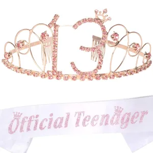 13th Birthday, 13 Birthday Tiara Pink, 13th Birthday Decorations for Girls, 13 Tiara, 13th