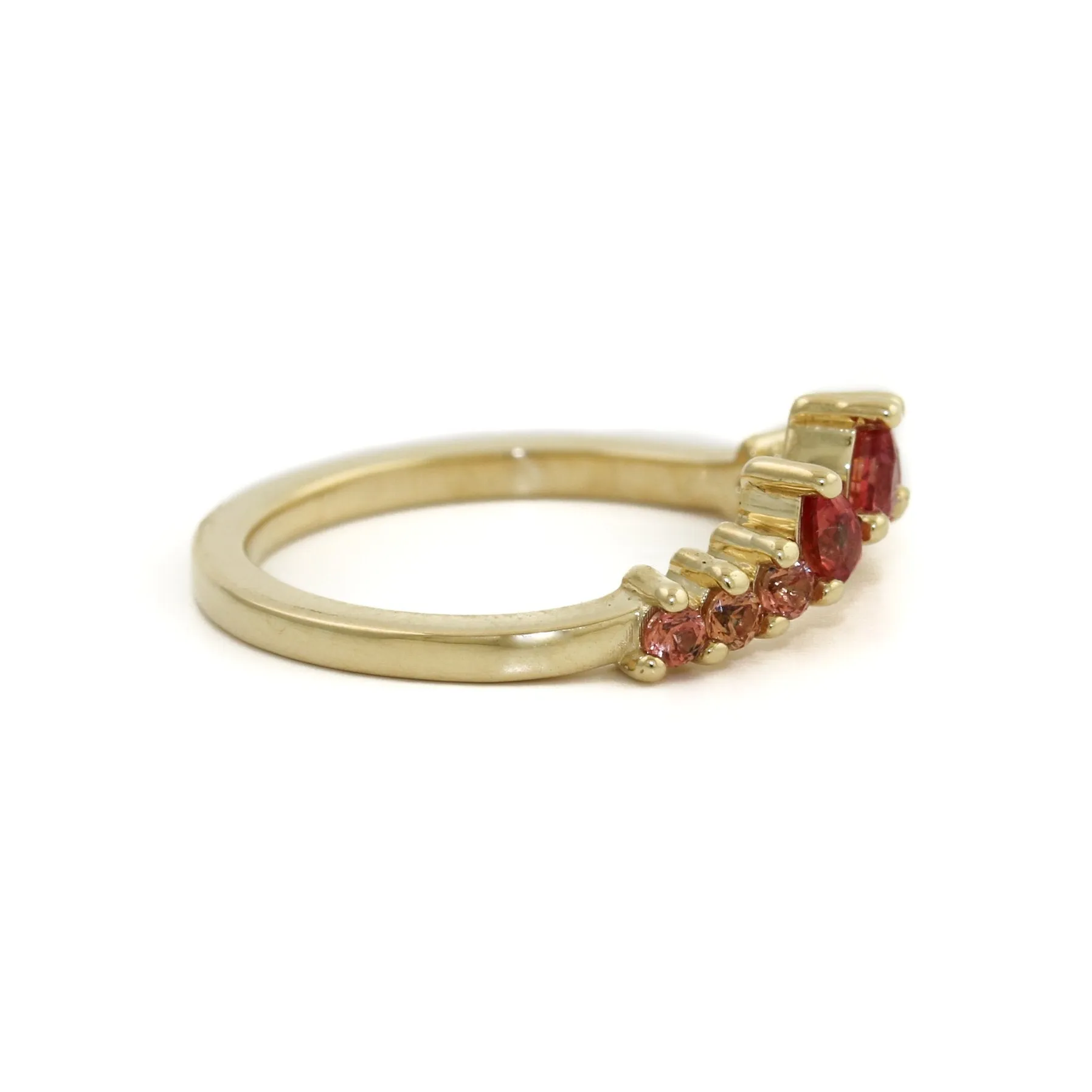 14K Gold Padparadscha Sapphire Tiara Band