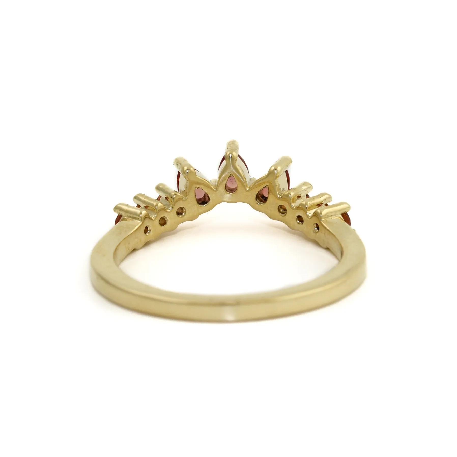 14K Gold Padparadscha Sapphire Tiara Band