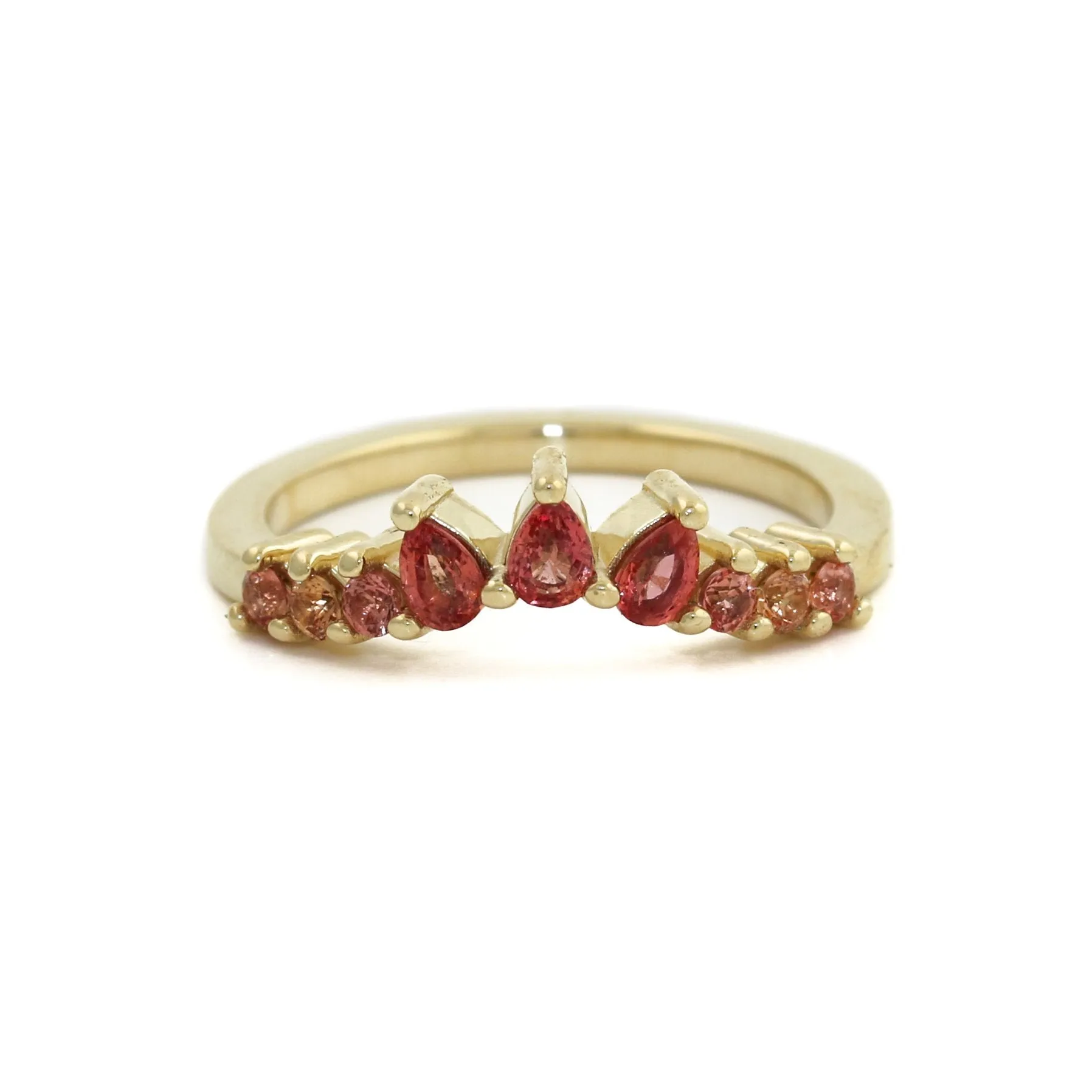 14K Gold Padparadscha Sapphire Tiara Band