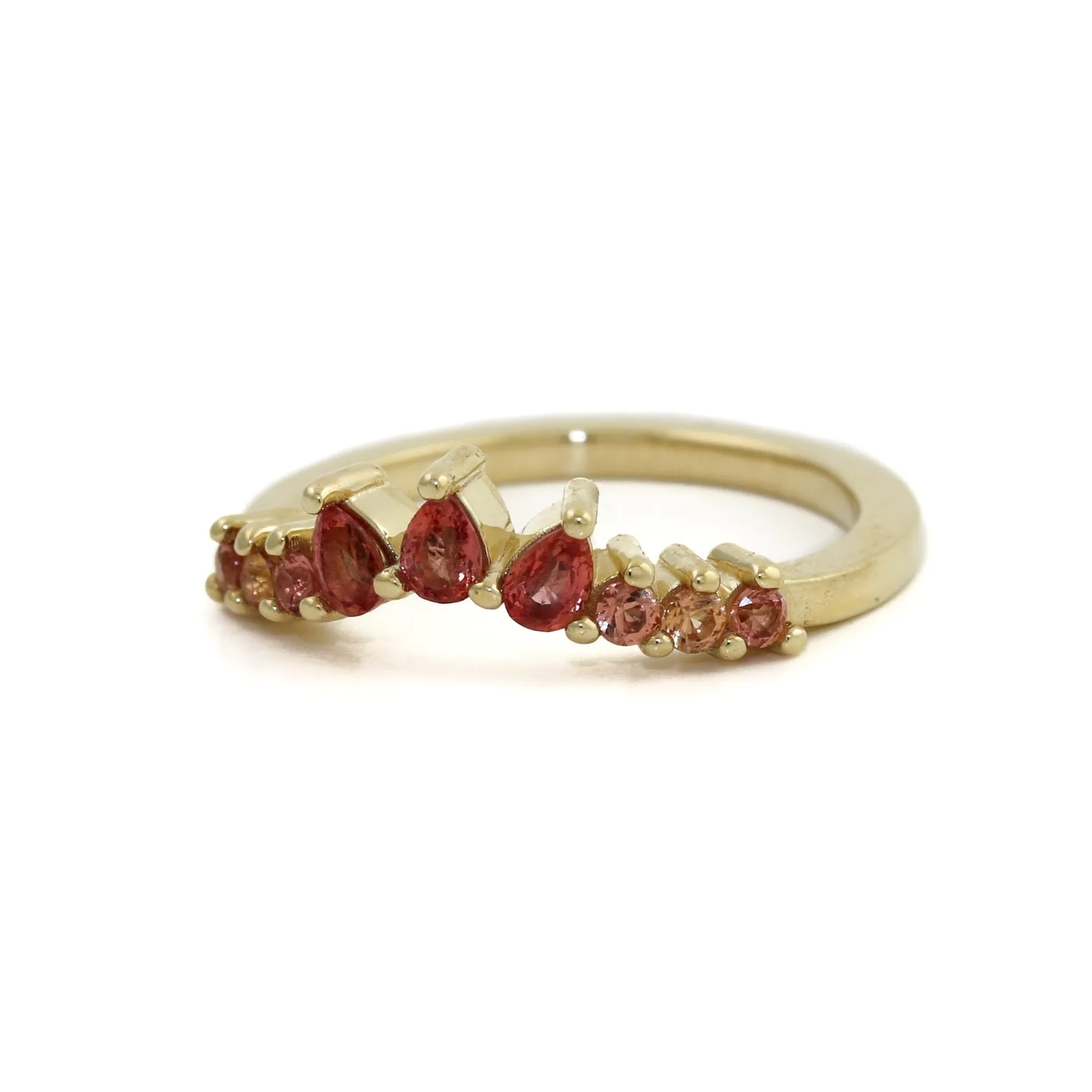 14K Gold Padparadscha Sapphire Tiara Band