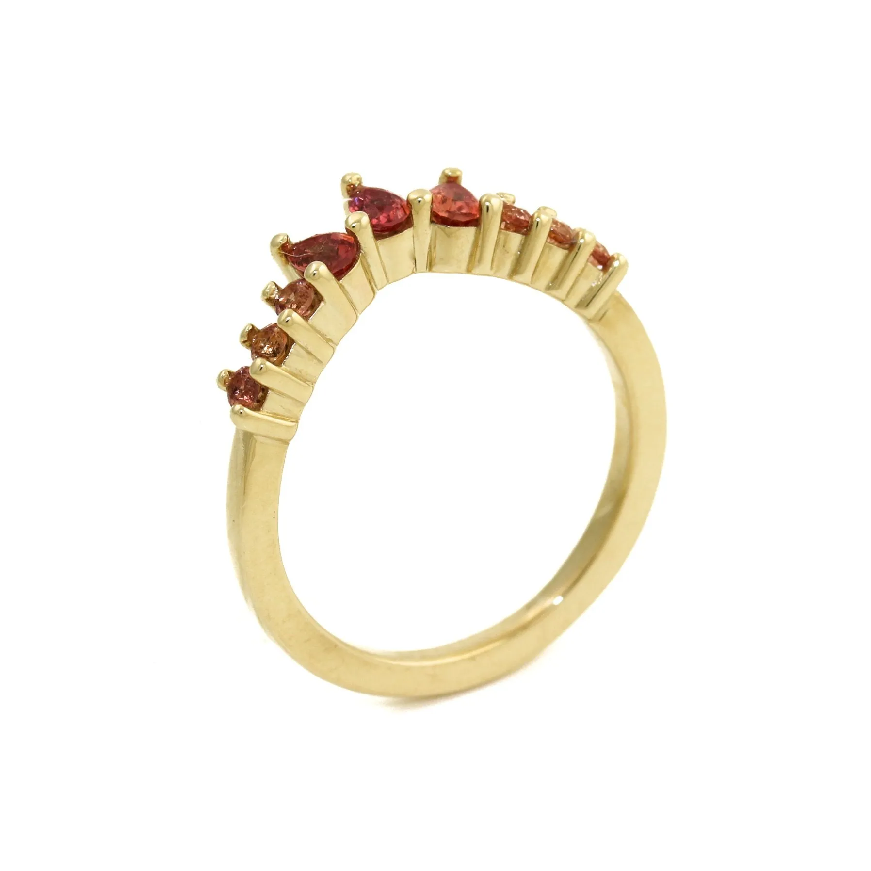 14K Gold Padparadscha Sapphire Tiara Band