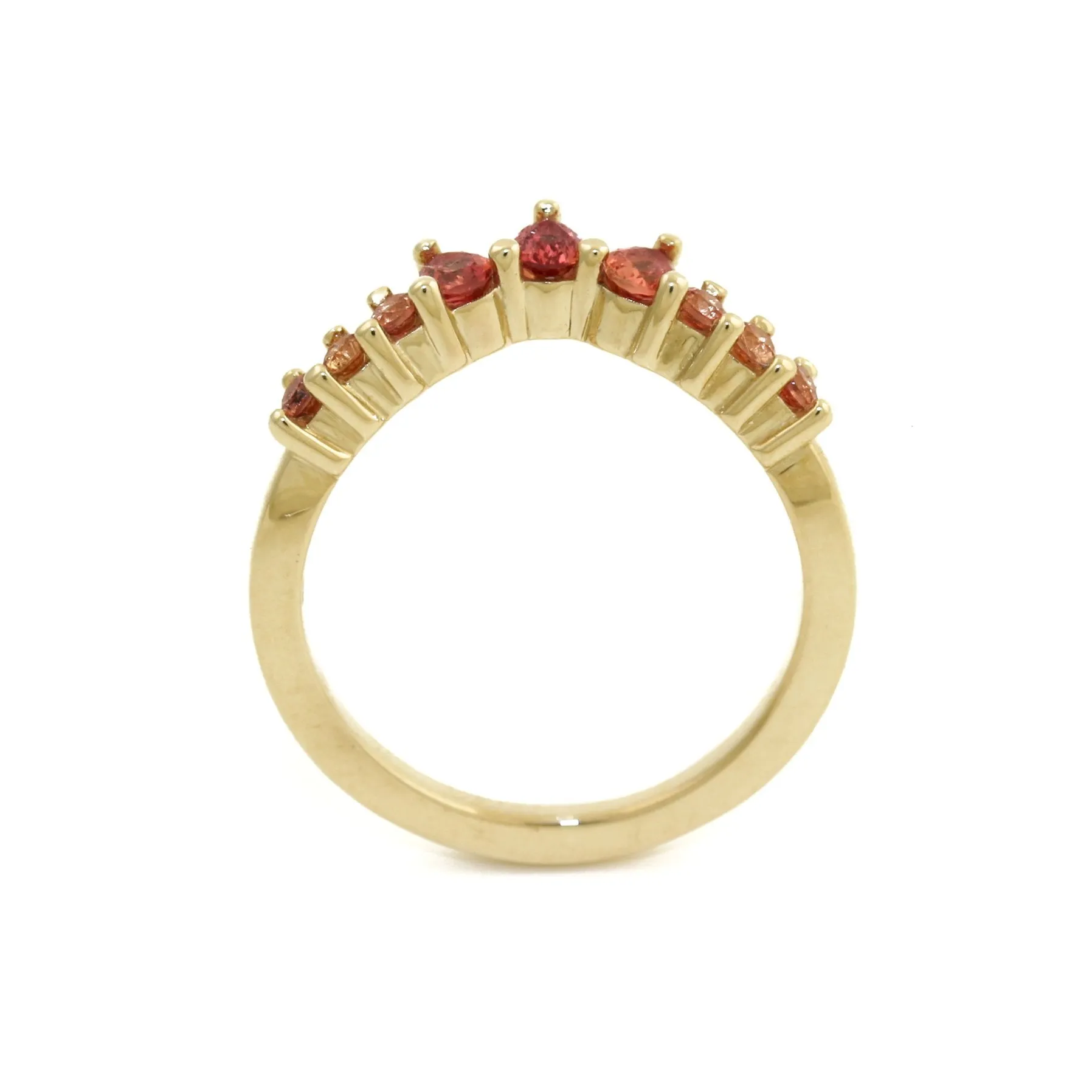 14K Gold Padparadscha Sapphire Tiara Band