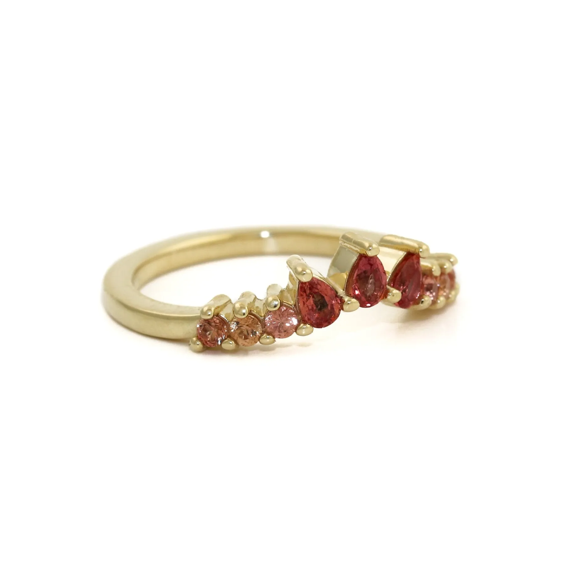 14K Gold Padparadscha Sapphire Tiara Band