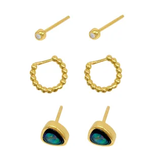 14k Gold Plated Hoop and Stud Set