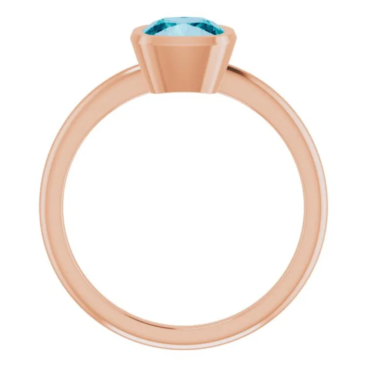 14K Rose Natural London Blue Topaz Ring