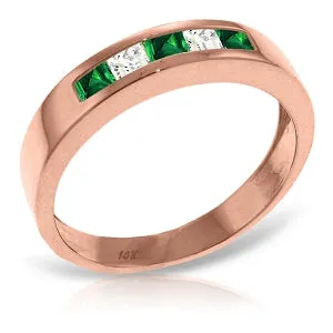 14K Solid Rose Gold Rings w/ Natural Emeralds & Rose Topaz