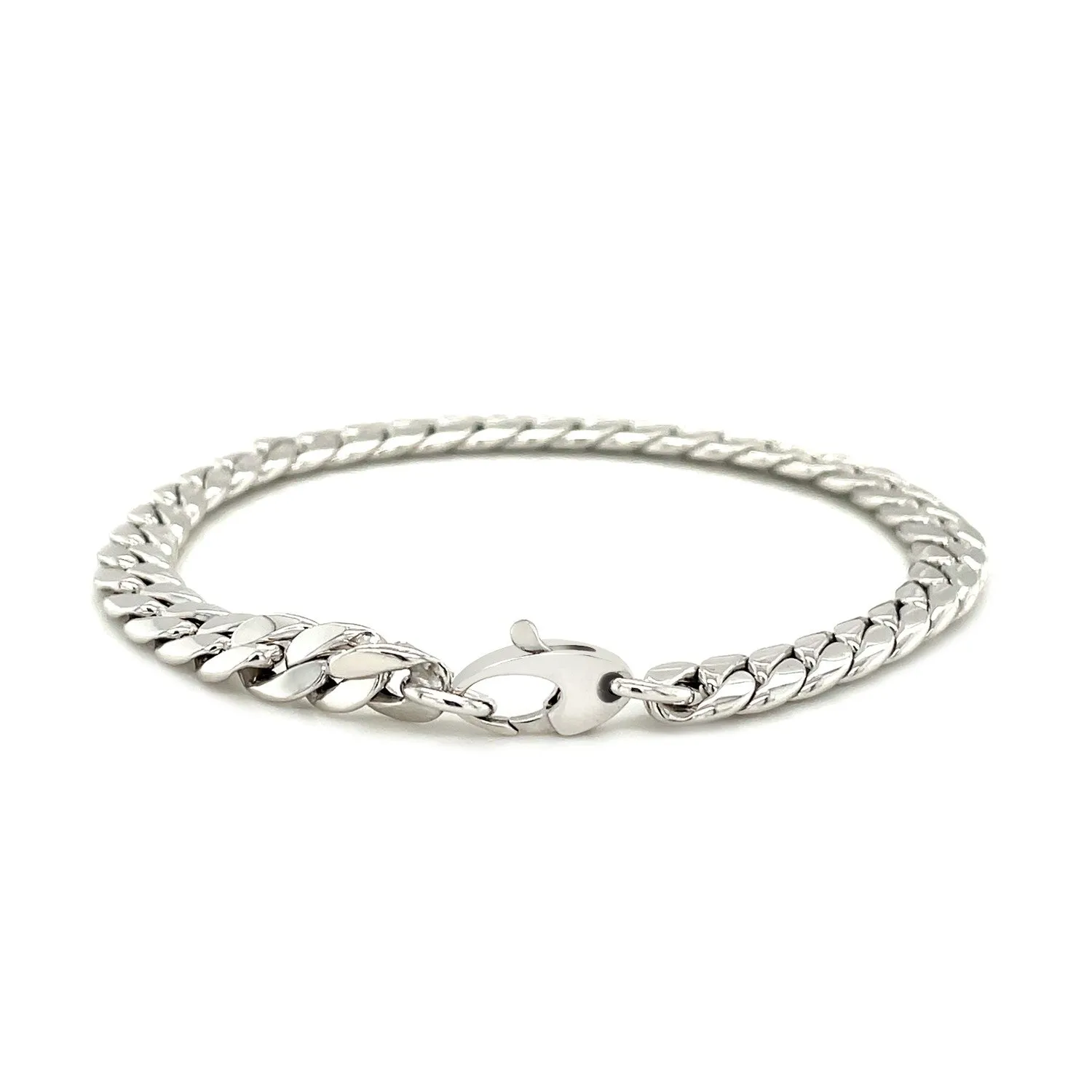 14K White Gold Cuban Link Bracelet