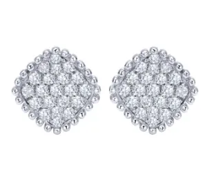 14K White Gold Diamond Bombay Stud Earrings