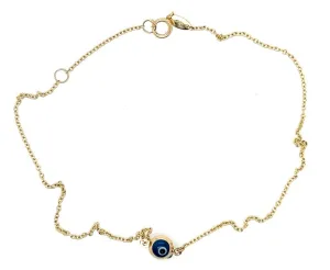 14K Yellow Gold Evil Eye Ankle Bracelet