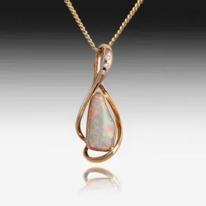 14kt Rose Gold Light Opal and diamond pendant