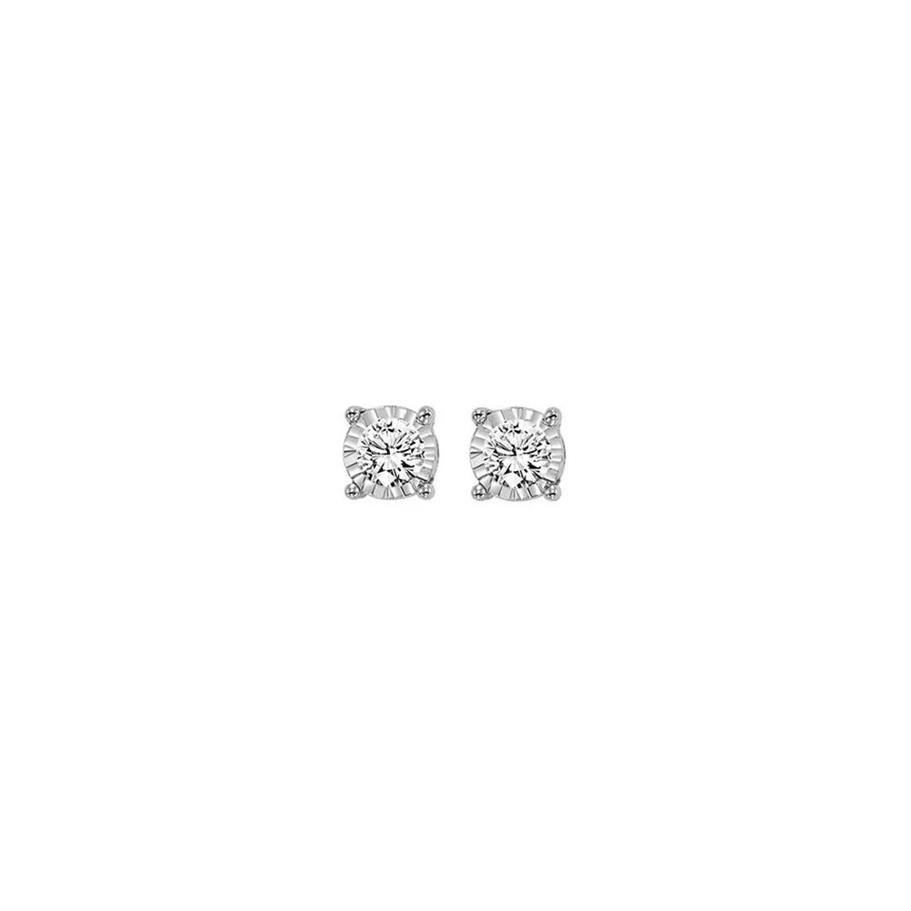 14KT White Gold & Diamond Classic Book Tru Reflection Fashion Earrings    - 1/10 ctw