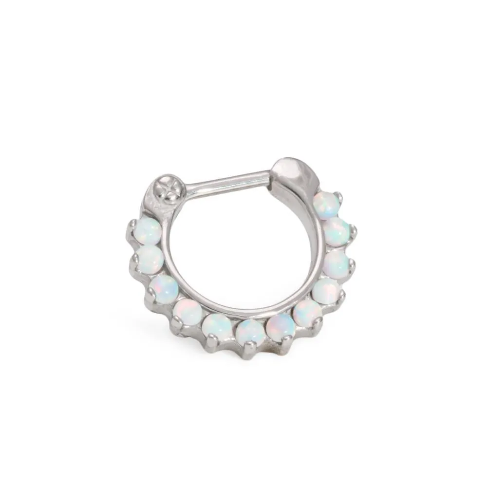 16g Steel Septum Clicker with Opals