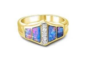 18kt Yellow Gold Inlay Opal and Diamond ring