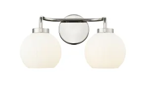 2 Lamps Oprah Vanity Light - Polished Nickel - Opal Ribbed Glass - 15in. Wide