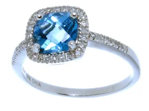 2.00ct Blue Topaz & Diamond Ring