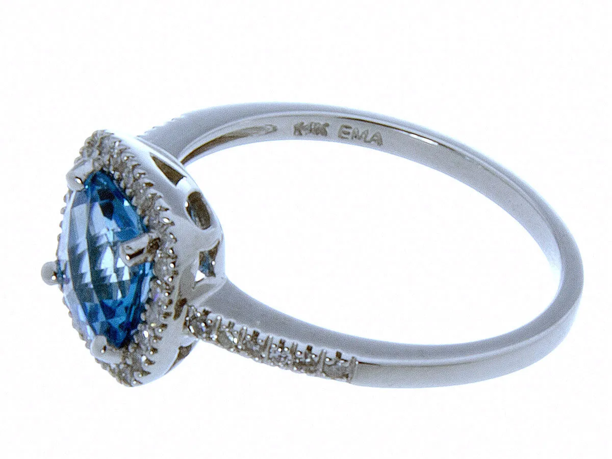 2.00ct Blue Topaz & Diamond Ring