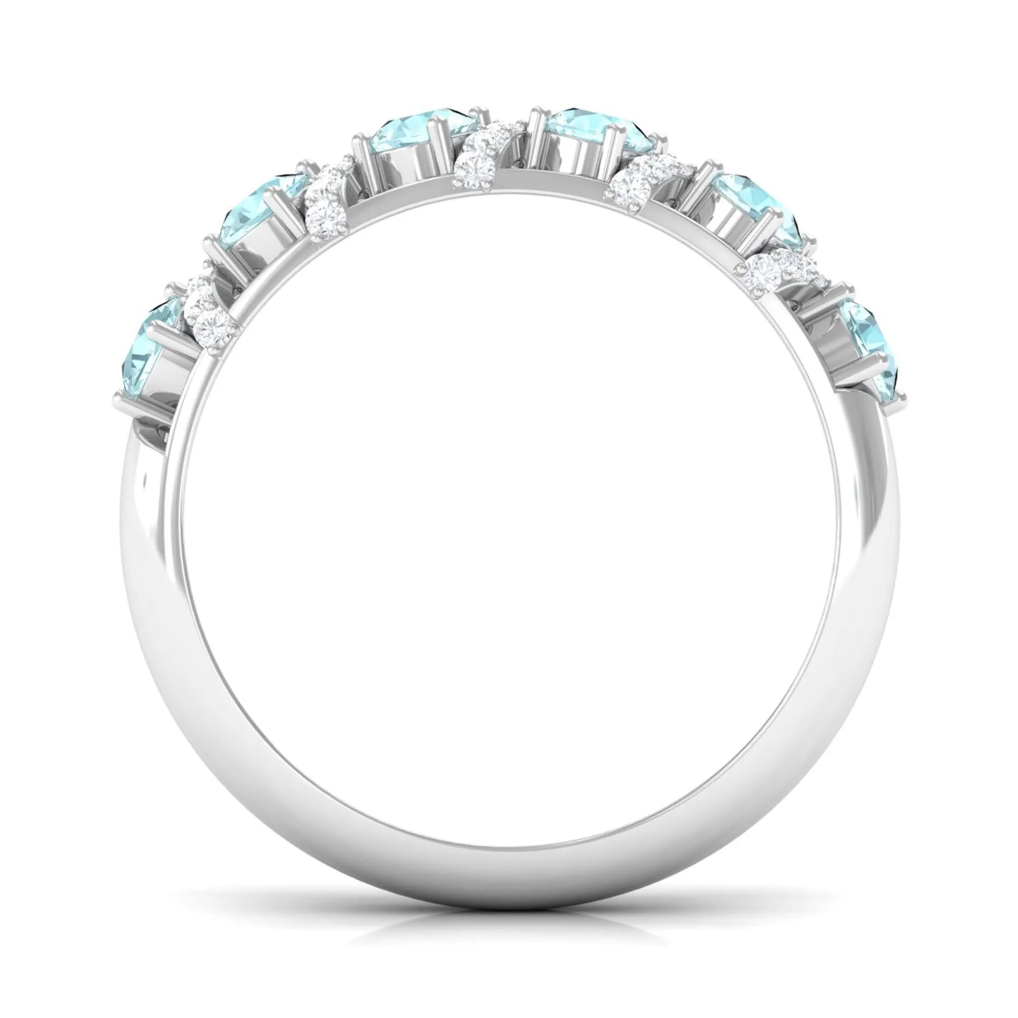 3/4 CT Sky Blue Topaz Designer Anniversary Band with Diamond