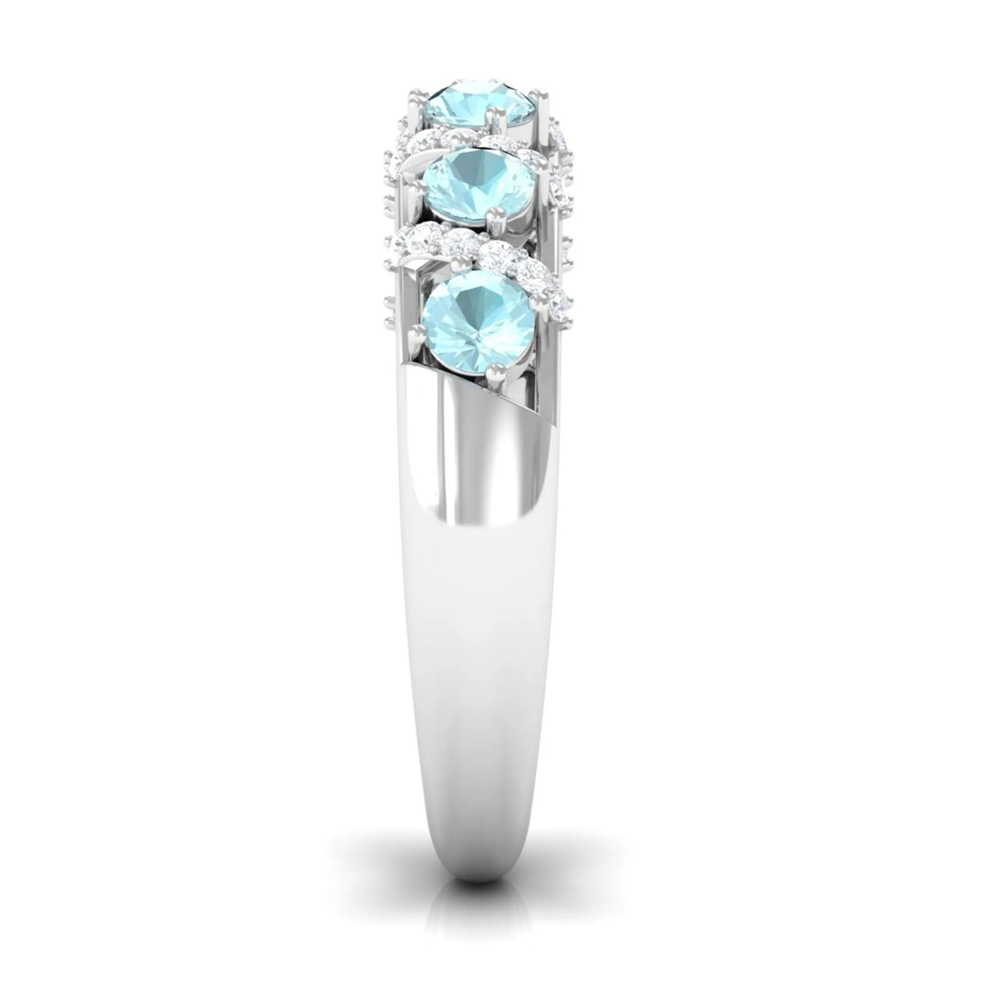 3/4 CT Sky Blue Topaz Designer Anniversary Band with Diamond