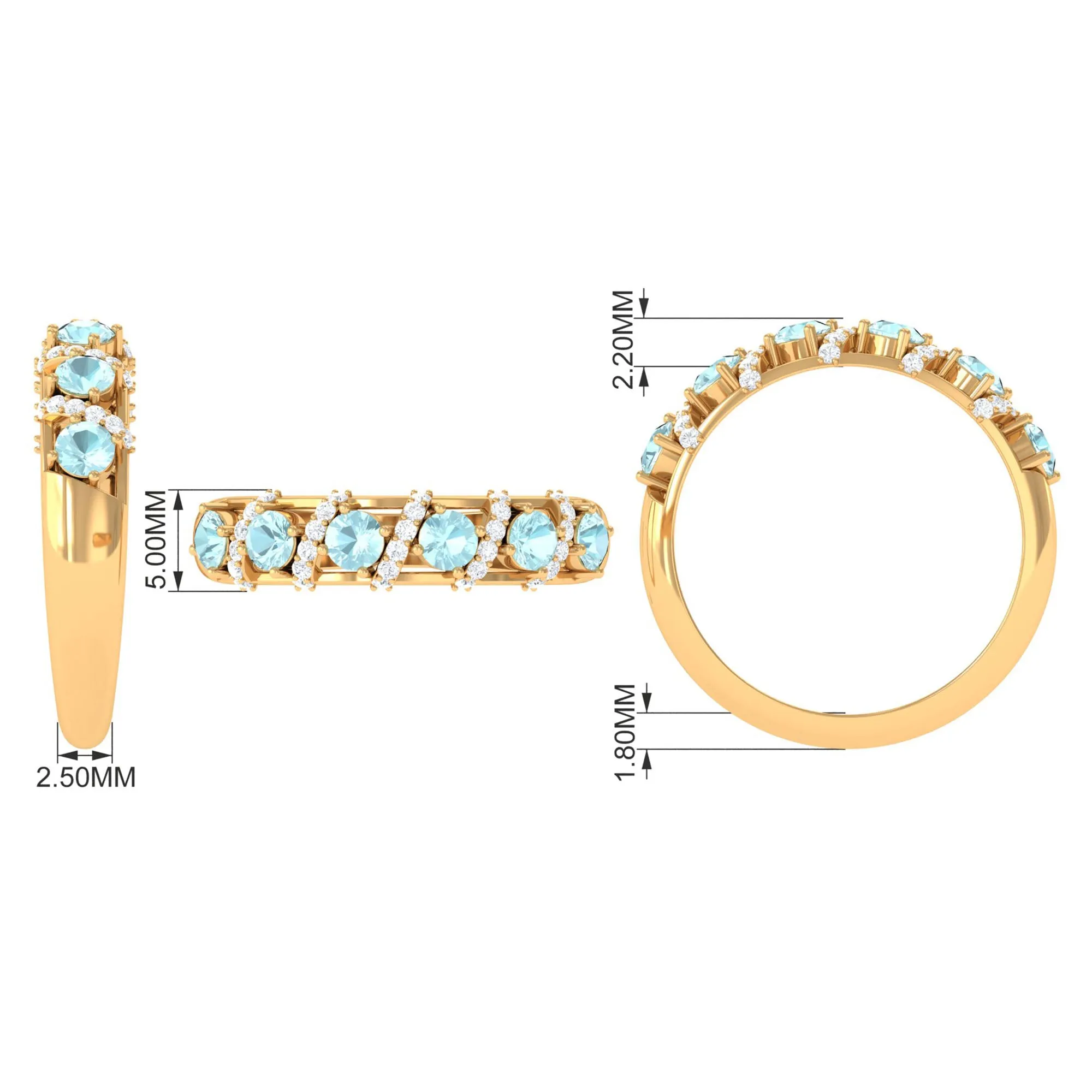 3/4 CT Sky Blue Topaz Designer Anniversary Band with Diamond